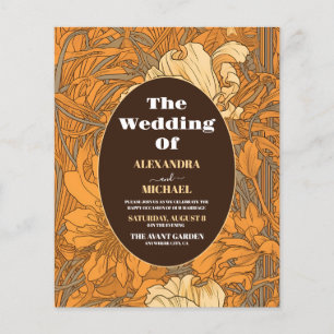 Lámina Boda Art Nouveau Floral Naranja Quemada Presupuest