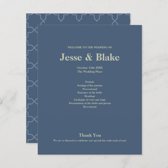 Lámina Boda azul con patrón de laberinto (Anverso / Reverso)