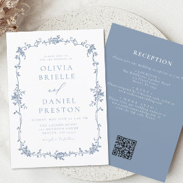 Lámina Boda azul de código QR de época victoriana de pres