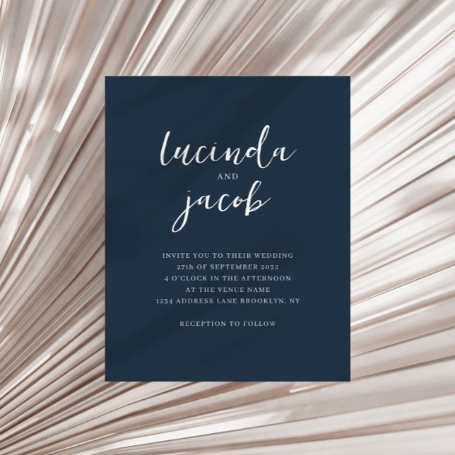 Lámina BODA Azul de la Marina Clásica con Guión Cepillado (Subido por el creador)