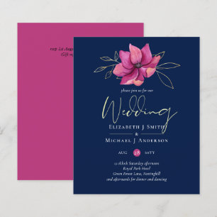 Lámina Boda azul de la marina rosa de Fuchsia invita al p