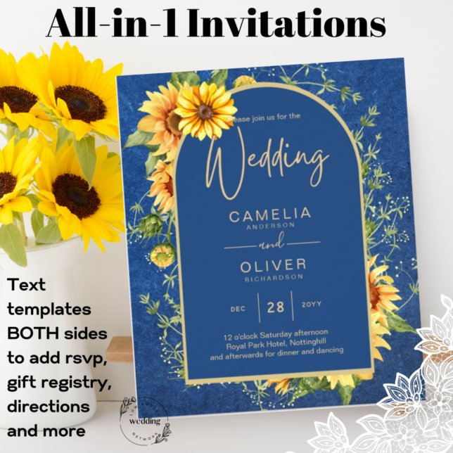 Lámina BODA AZUL Rústico de girasoles todo en 1 (Subido por el creador)