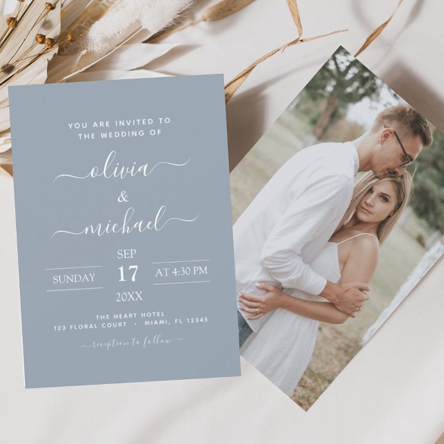 Lámina Boda azul turbio con invitación fotográfica (Subido por el creador)