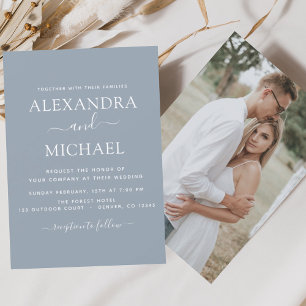 Lámina Boda azul turbio con invitación fotográfica