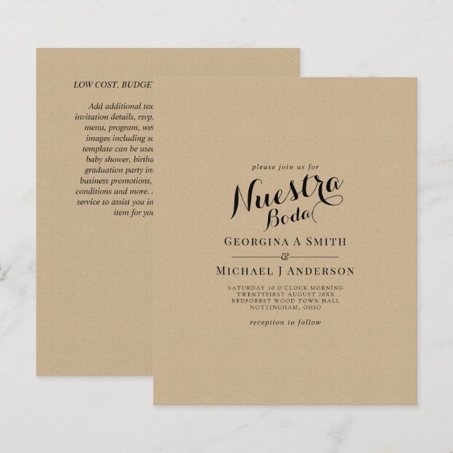 Lámina BODA Bilingual Boda, Boda de Presupuestos de Españ (Anverso / Reverso)