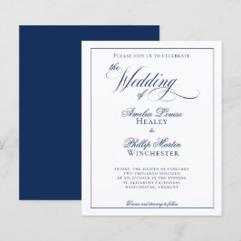 Lámina Boda blanco azul de la marina elegante y económica