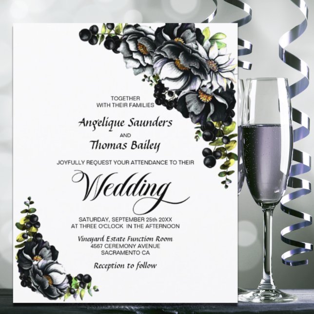 Lámina Boda blanco floral negro con presupuesto Moody (Subido por el creador)