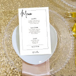 Lámina boda blanco y negro minimalista bar bebidas<br><div class="desc">Menú minimalista de boda en blanco y negro y plantilla de bebidas de bar.</div>
