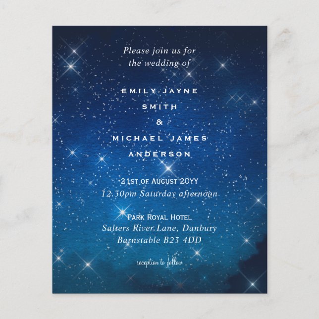 Lámina Boda Blue Starry Night Sky White Stars (Anverso)