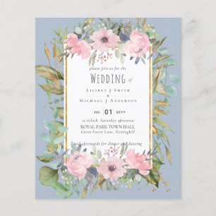 Lámina Boda Boho de la vegetación floral rosa de Rubor