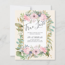 Lámina Boda Boho de la vegetación floral rosa de Rubor