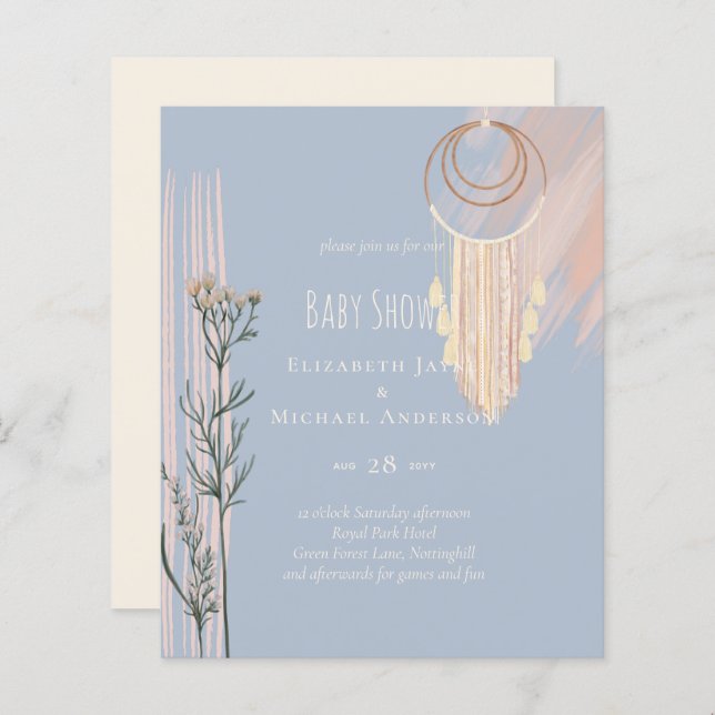 Lámina BODA BOHO Dusty Blue Peach Dream Catcher (Anverso / Reverso)