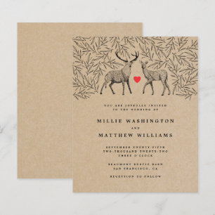 Lámina Boda botánico de Budget Kraft Woodland Buck Doe