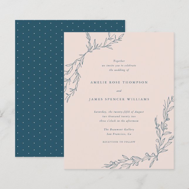 Lámina Boda Botánico de Presupuesto Rubor & Navy (Anverso / Reverso)
