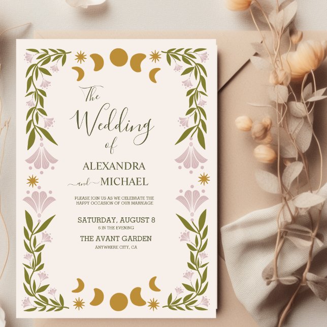Lámina Boda botánico místico vintage presupuestal (Subido por el creador)