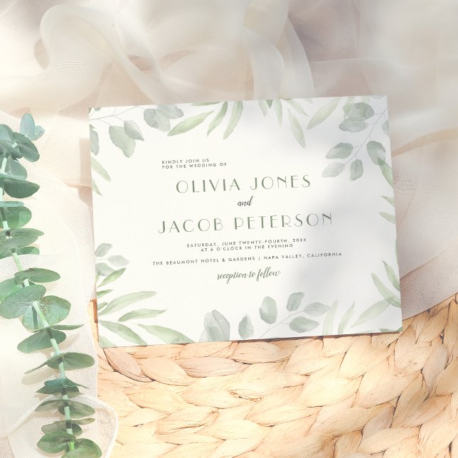 Lámina Boda botánico simple de acuarela de presupuesto (Subido por el creador)