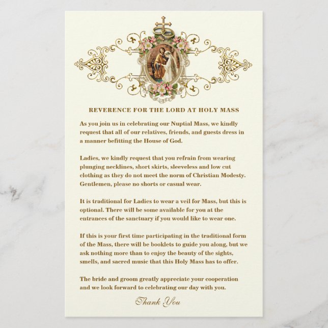 Lámina Boda católico Modest Church Attire Ivory (Anverso)