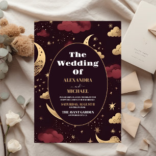Lámina Boda Celestial de Oro Borgoña Elegante
