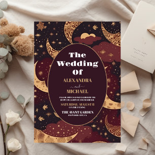Lámina Boda Celestial de Oro Borgoña Elegante