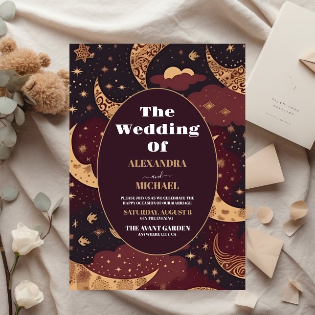 Lámina Boda Celestial de Oro Borgoña Elegante (Subido por el creador)