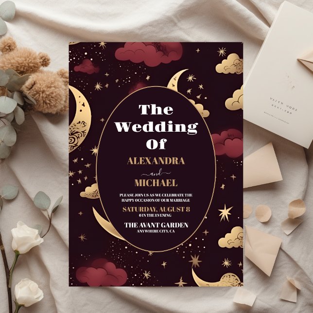 Lámina Boda Celestial de Oro Borgoña Elegante (Subido por el creador)