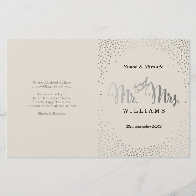 Lámina BODA CEREMONY BOOK marfil mini confiti de plata (Anverso)