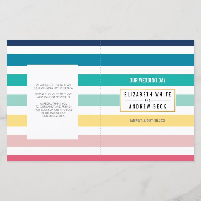 Lámina BODA CEREMONY tiras divertidas colores pastel (Anverso)