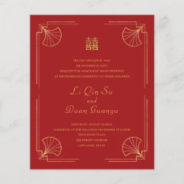 Lámina Boda chino rojo y dorado de doble felicidad