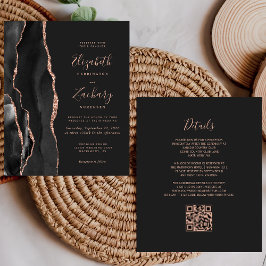 Lámina Boda Código QR Agate Dorado Rosa Negro Presupuesto