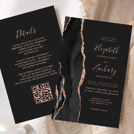 Lámina Boda Código QR Agate Dorado Rosa Negro Presupuesto