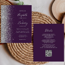 Lámina Boda Código QR Brillo Plata Morado Presupuesto