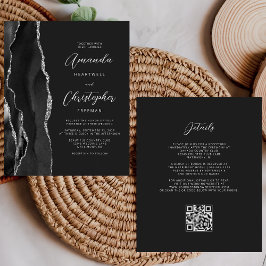 Lámina Boda Código QR Negro Oscuro Agata Plateada Presupu