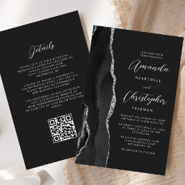 Lámina Boda Código QR Negro Oscuro Agata Plateada Presupu