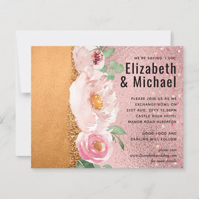 Lámina Boda con brillo metálico Rose Gold y estampado de  (Anverso)