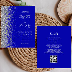 Lámina Boda con código QR de brillo plateado azul real ec