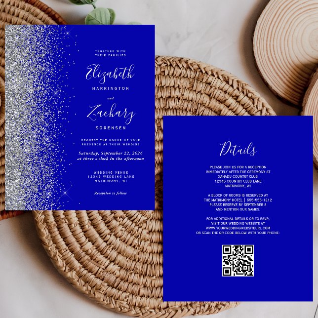 Lámina Boda con código QR de brillo plateado azul real ec (Subido por el creador)