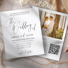 Lámina Boda con código QR de caligrafía en blanco y negro