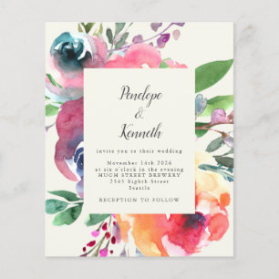 Lámina Boda con guión elegante floral acuarela presupuest