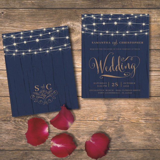 Lámina Boda con Luces de Cuerda Azules Marinos Rústicas y (Subido por el creador)