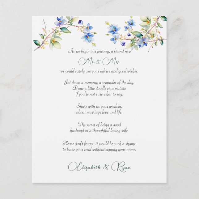 Lámina Boda Consejos Bien Deseados Azul Acuarela (Anverso)