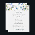 Lámina Boda Consejos Bien Deseados Azul Acuarela<br><div class="desc">Boda y buenos deseos hojas de papel para sus huéspedes decorados con hermosas flores silvestres azules. Qué gran manera de recordar tu día especial.</div>