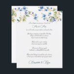 Lámina Boda Consejos Bien Deseados Azul Acuarela<br><div class="desc">Boda y buenos deseos hojas de papel para sus huéspedes decorados con hermosas flores silvestres azules. Qué gran manera de recordar tu día especial.</div>