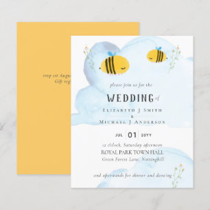 Lámina Boda Cute Bees Watercolor