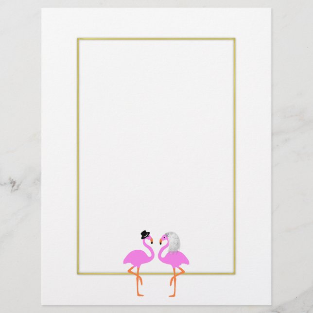 Lámina Boda Cute Pink Flaingo Bride Groom (Anverso)