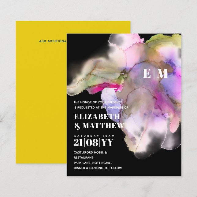 Lámina BODA de acuarela BUDGET Resumen Gris púrpura (Anverso / Reverso)