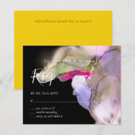 Lámina BODA de acuarela de BUDGET Resumen Rsvp púrpura