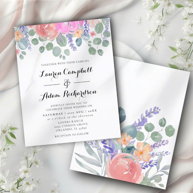 Lámina Boda de acuarela de floral y eucalipto de presupue (Subido por el creador)