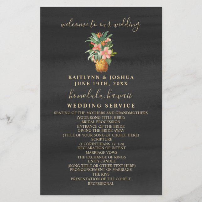 Lámina Boda de acuarela de piña (Anverso)