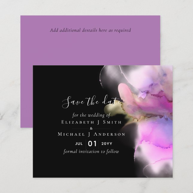 Lámina BODA de acuarela de PRESUPUESTO Resumen de fechas  (Anverso / Reverso)