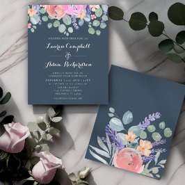 Lámina Boda de acuarela floral azul y eucalipto de presup